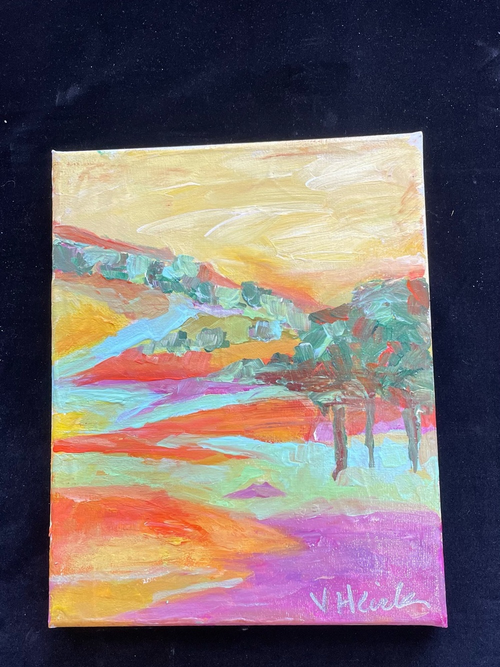 “Morning Sunshine Acrylic Painting Original Painting Small 10”x8”Handmade